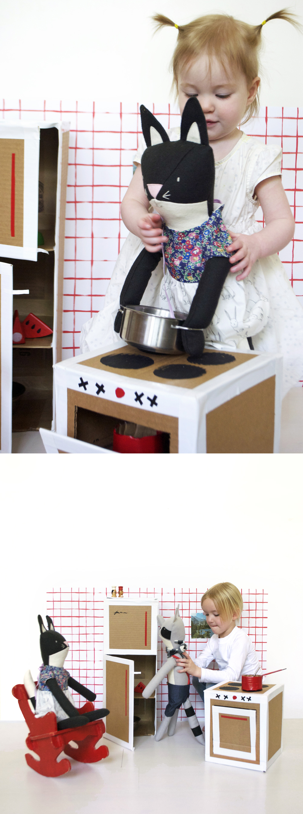 DIY Play Kitchen with Walnut Animal Society Friends